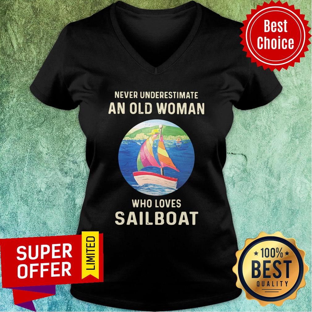 Never Underestimate An Old Woman Who Loves Sailboat Shirt - Image 3