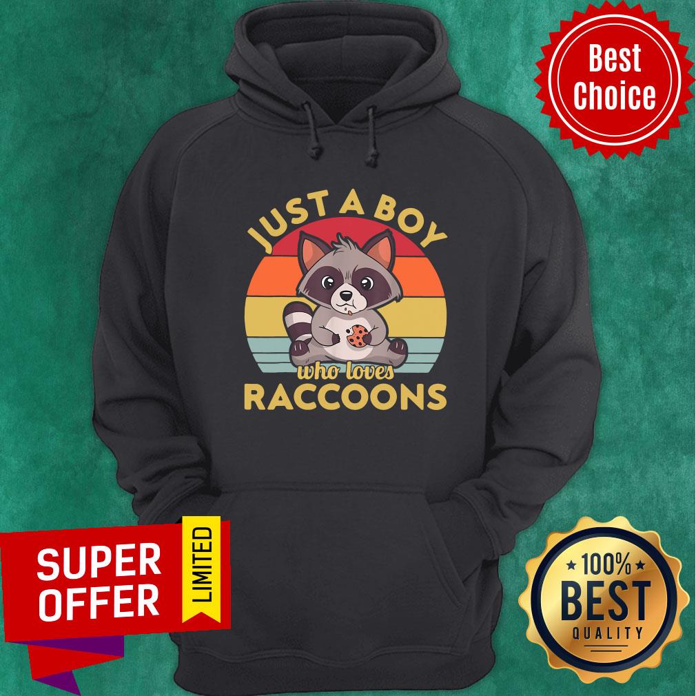 Nice Just A Boy Who Loves Raccoons Vintage Retro Shirt - Image 5