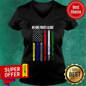 Alternative view of Top American Flag No one Fights Alone Shirt