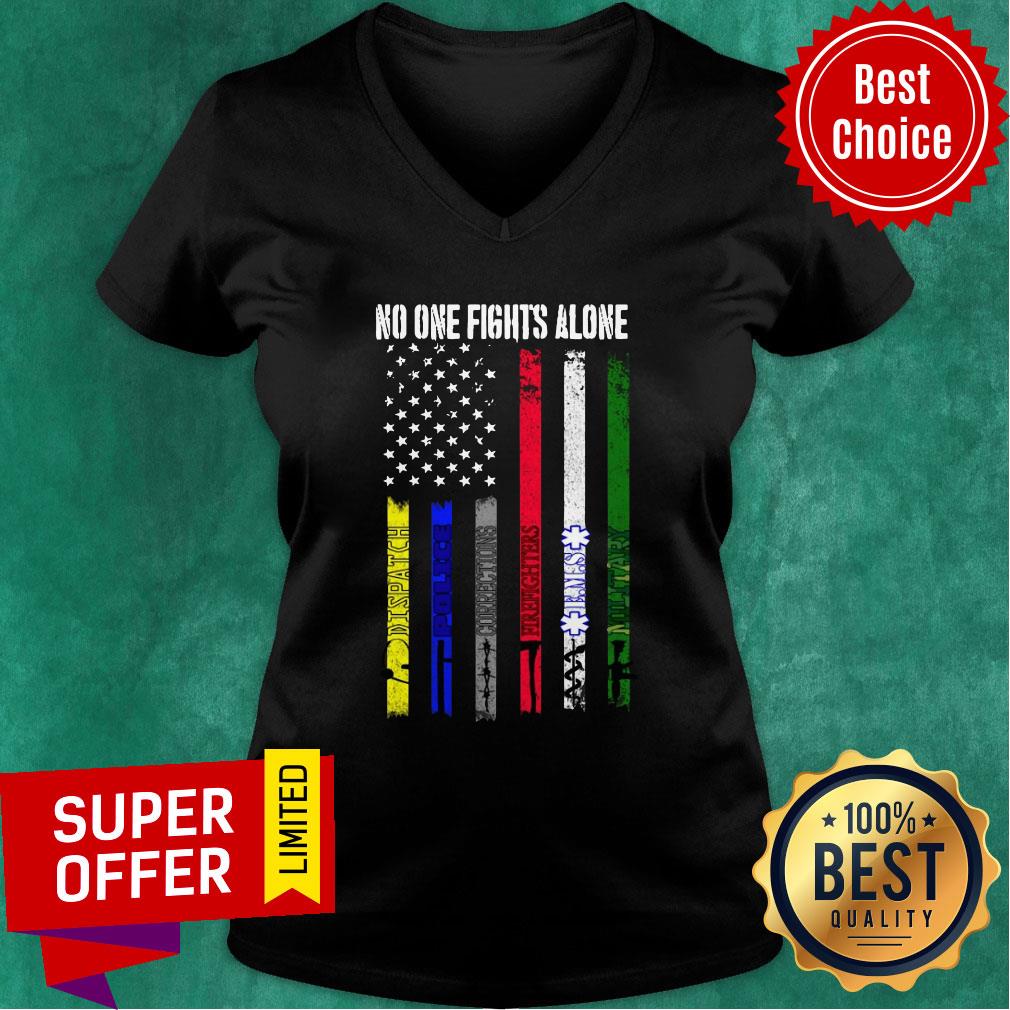 Top American Flag No one Fights Alone Shirt - Image 2