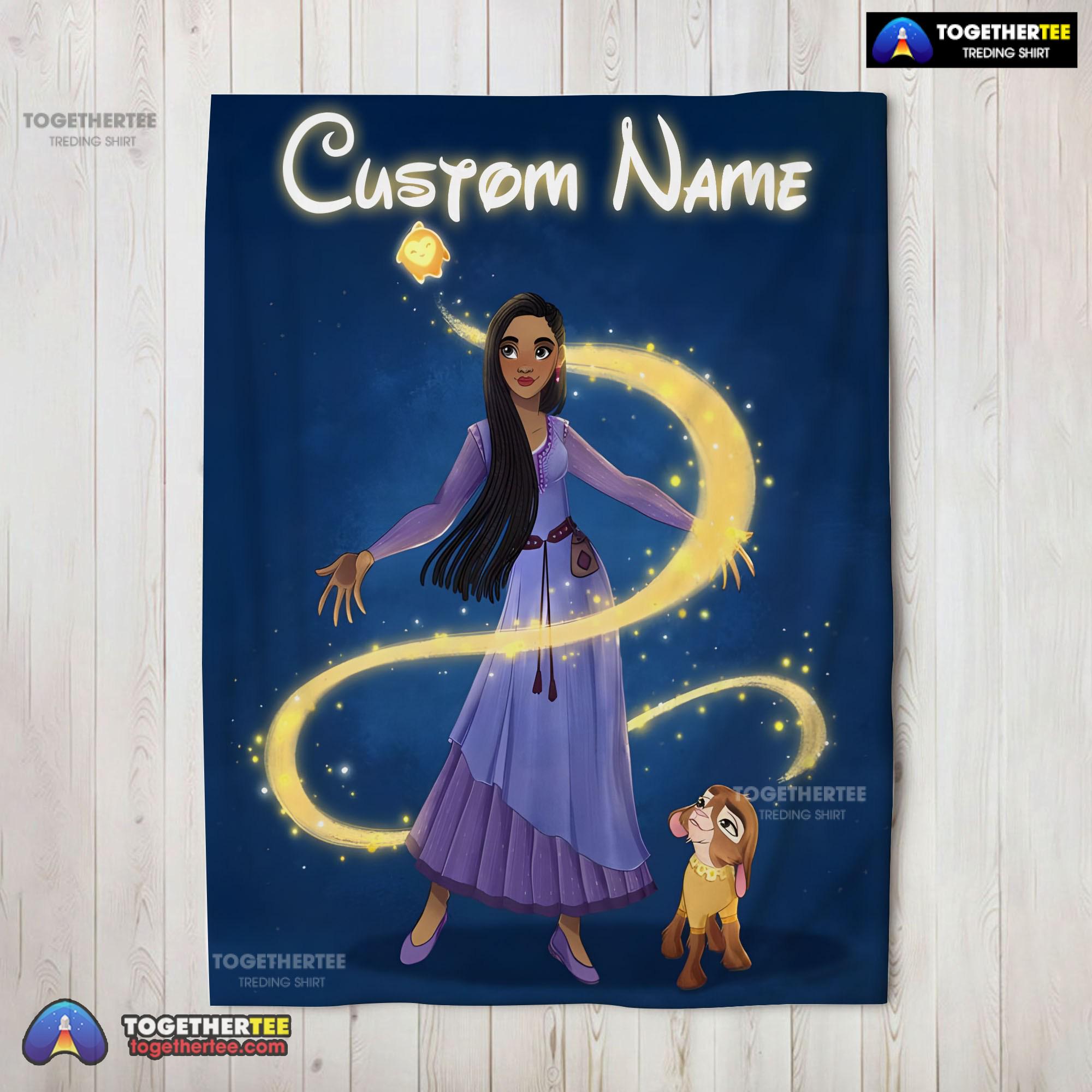 Official Disney Wish Asha Princess Star Valentino Blanket Fleece Customized Blanket