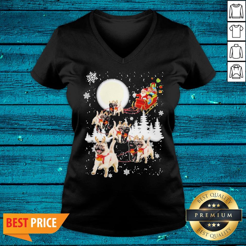 Beautiful Santa Riding Pugs Happy Christmas 2020 Moon Shirt - Image 4