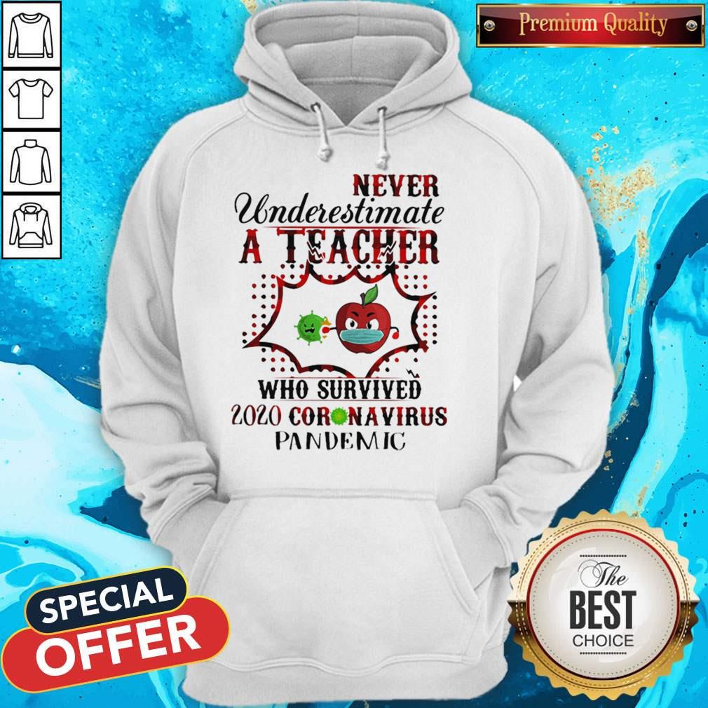 Never Underestimate A Teacher Who Survived 2020 Coronavirus Pandemic Apple Mask Shirt - Image 5