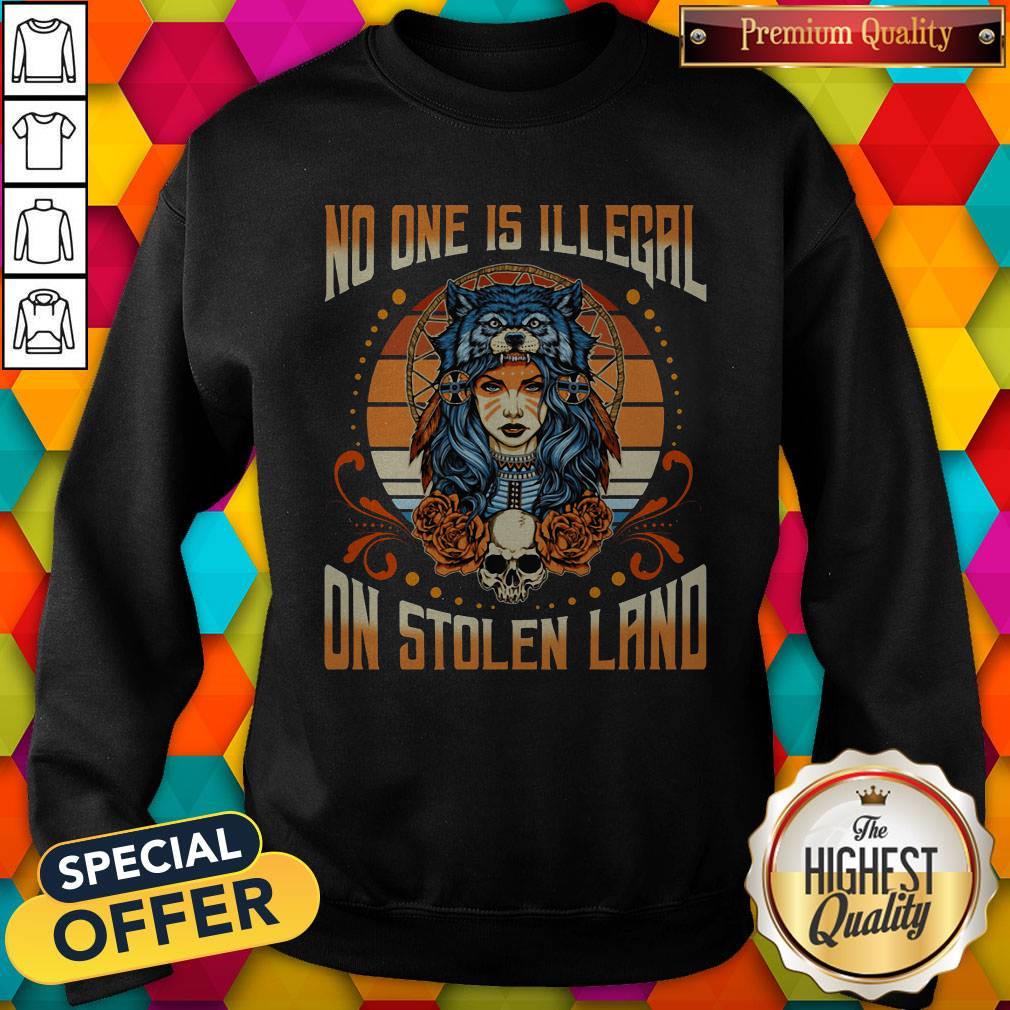 No One Is Illegal On Stolen Land Girl Skullcap Shirt - Image 3