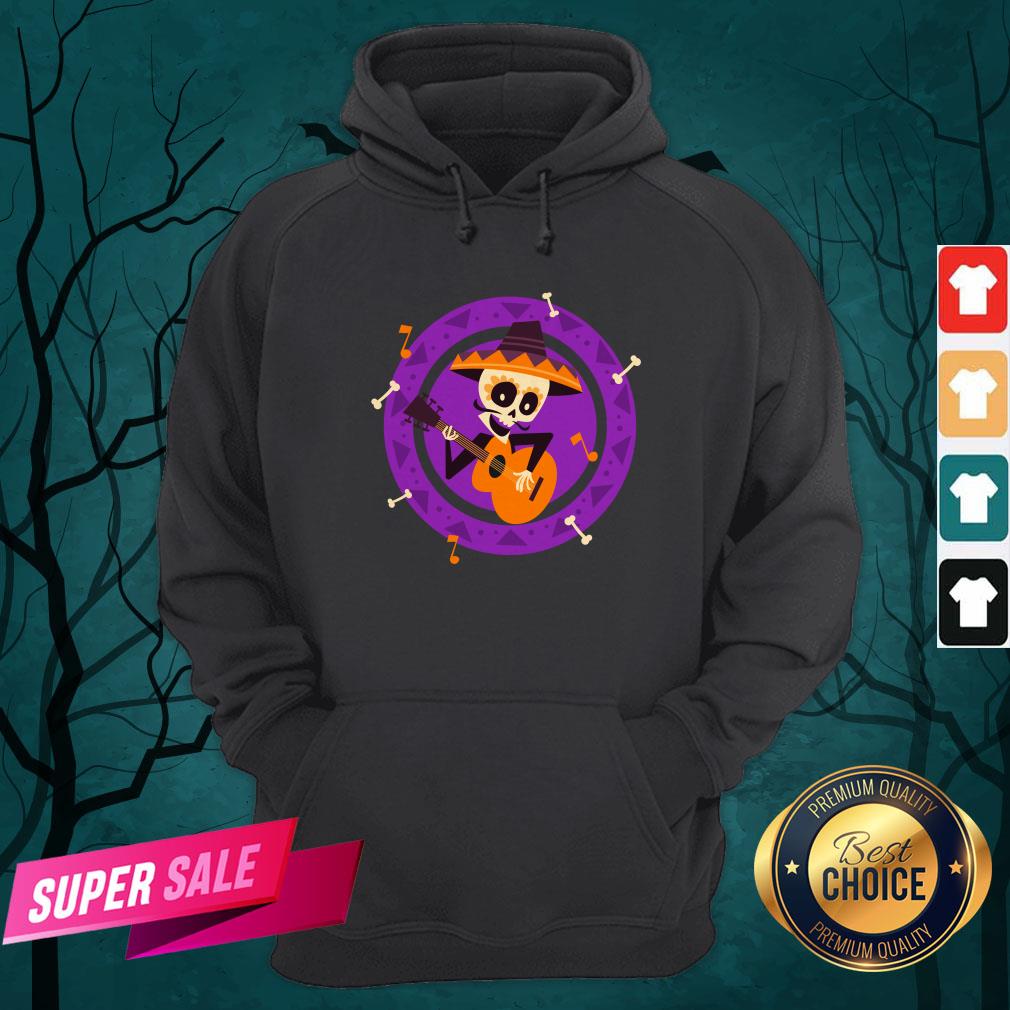 Skeleton Man Play Guitar Day Of The Dead Shirt - Image 3