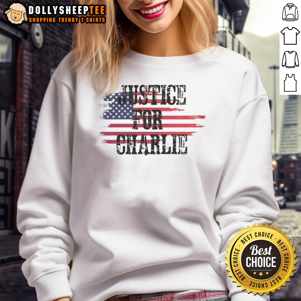 Premium Justice For Charlie Kirk USA Flag Rest In Peace T-Shirt - Image 5