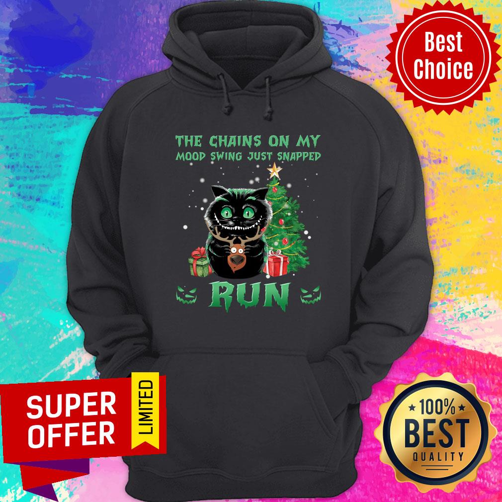 Black Cat The Chains On My Mood Swing Just Snapped Run Christmas Shirt - Image 2