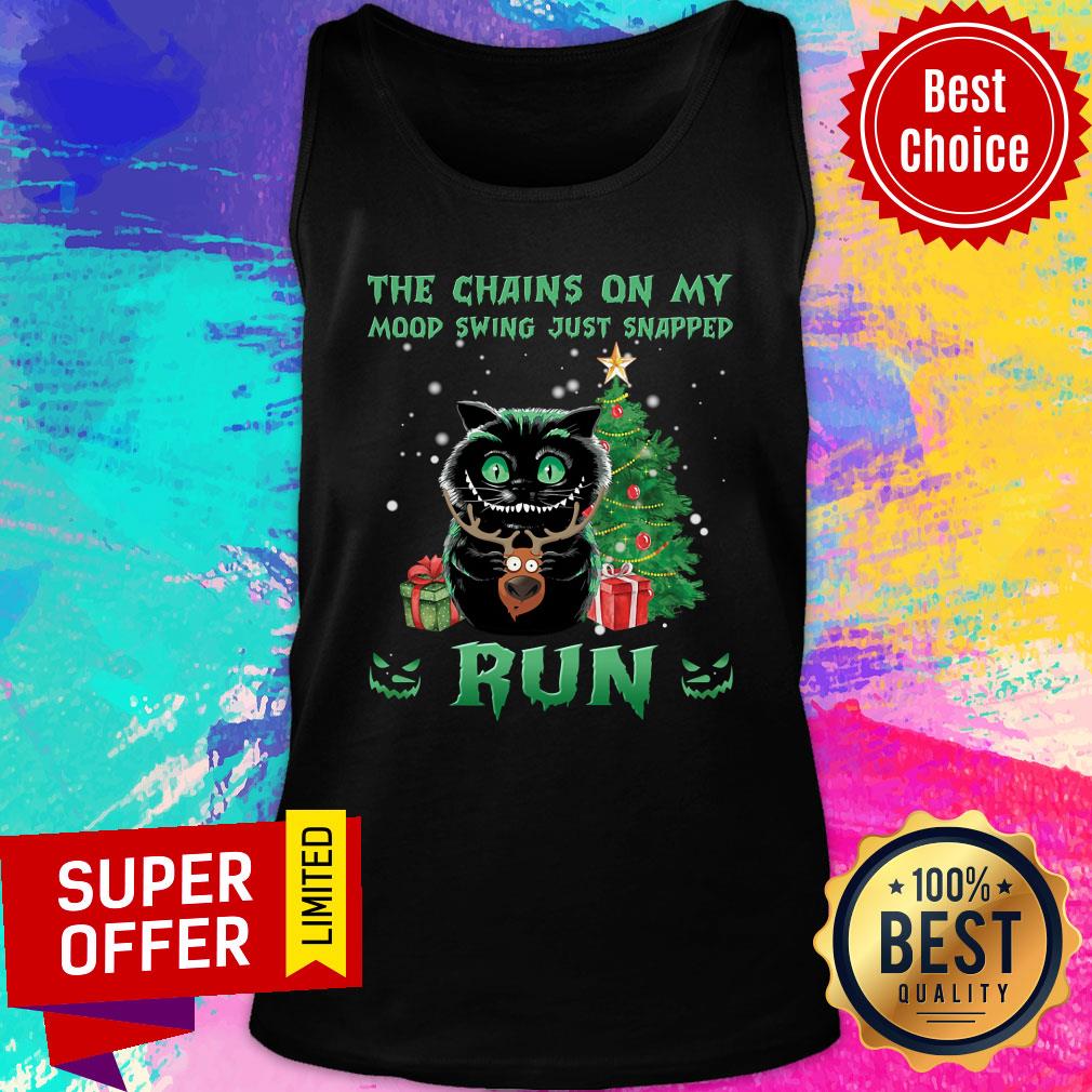 Black Cat The Chains On My Mood Swing Just Snapped Run Christmas Shirt - Image 4