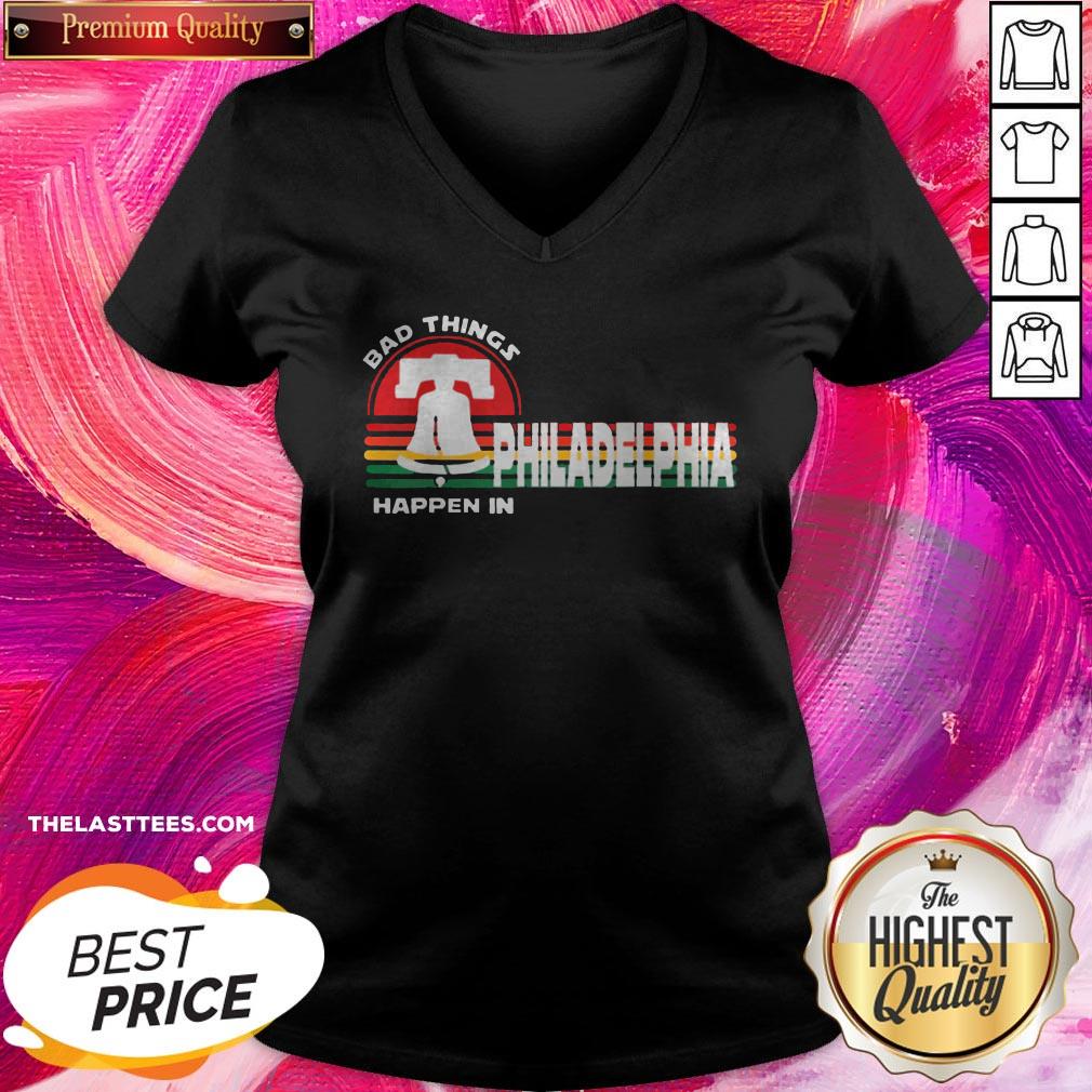 Top Bad Things Happen In Philadelphia Retro Sunset Shirt - Image 2