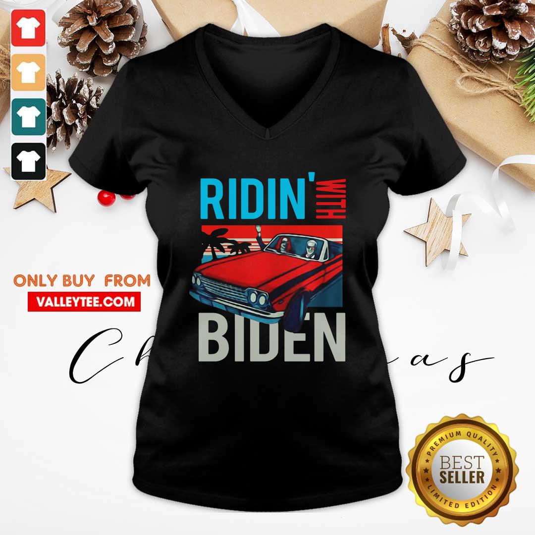 Wicked Riding With Biden Kamala Harris Joe Biden Vintage Retro Car Shirt - Image 5