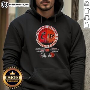 Alternative view of Good Cincinnati Sports Bearcats Saturdays On Bengals Sundays Football Helmets Skyline T-Shirt