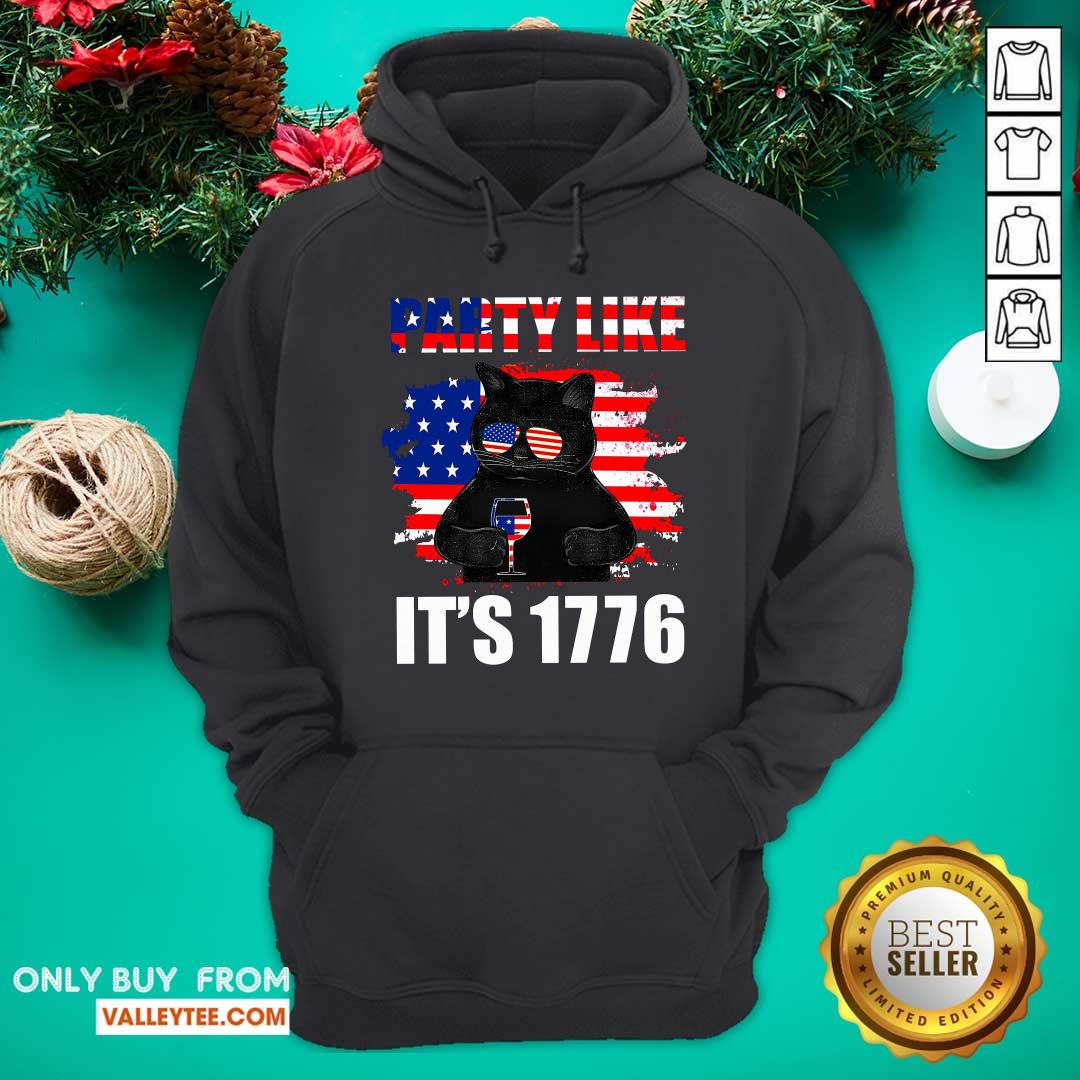 Black Cat Party Like Its 1776 Shirt - Image 2
