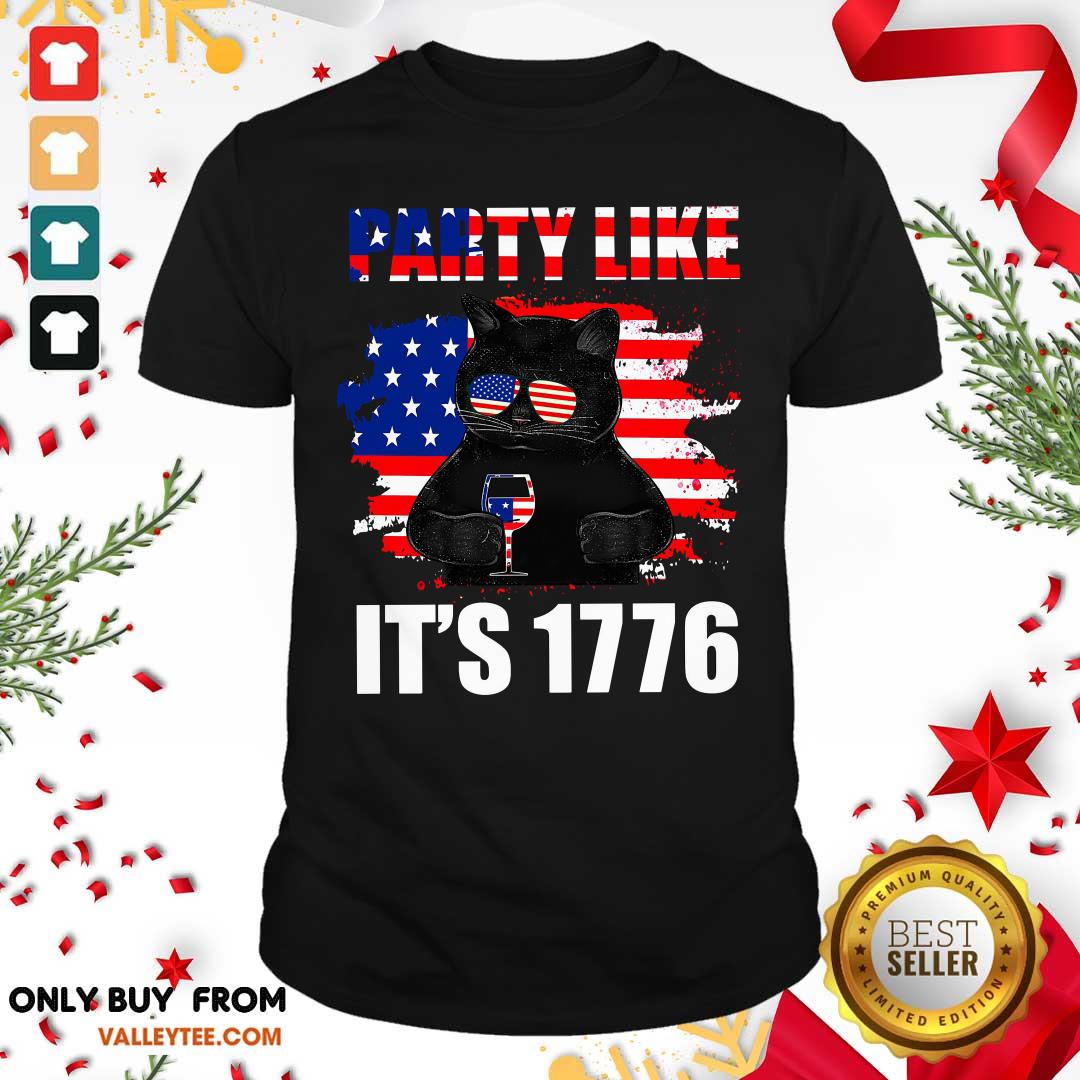 Black Cat Party Like Its 1776 Shirt