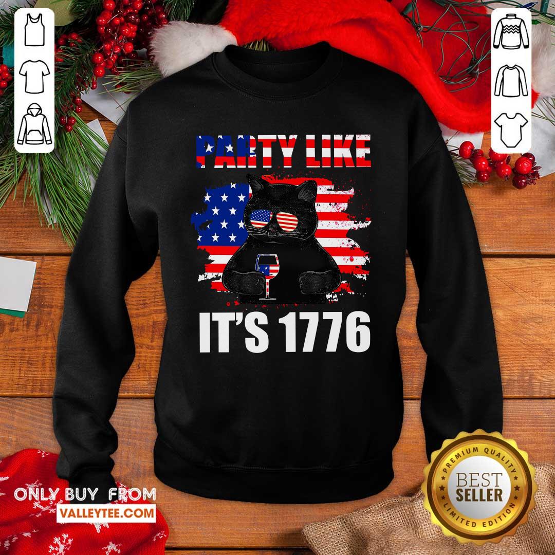 Black Cat Party Like Its 1776 Shirt - Image 5