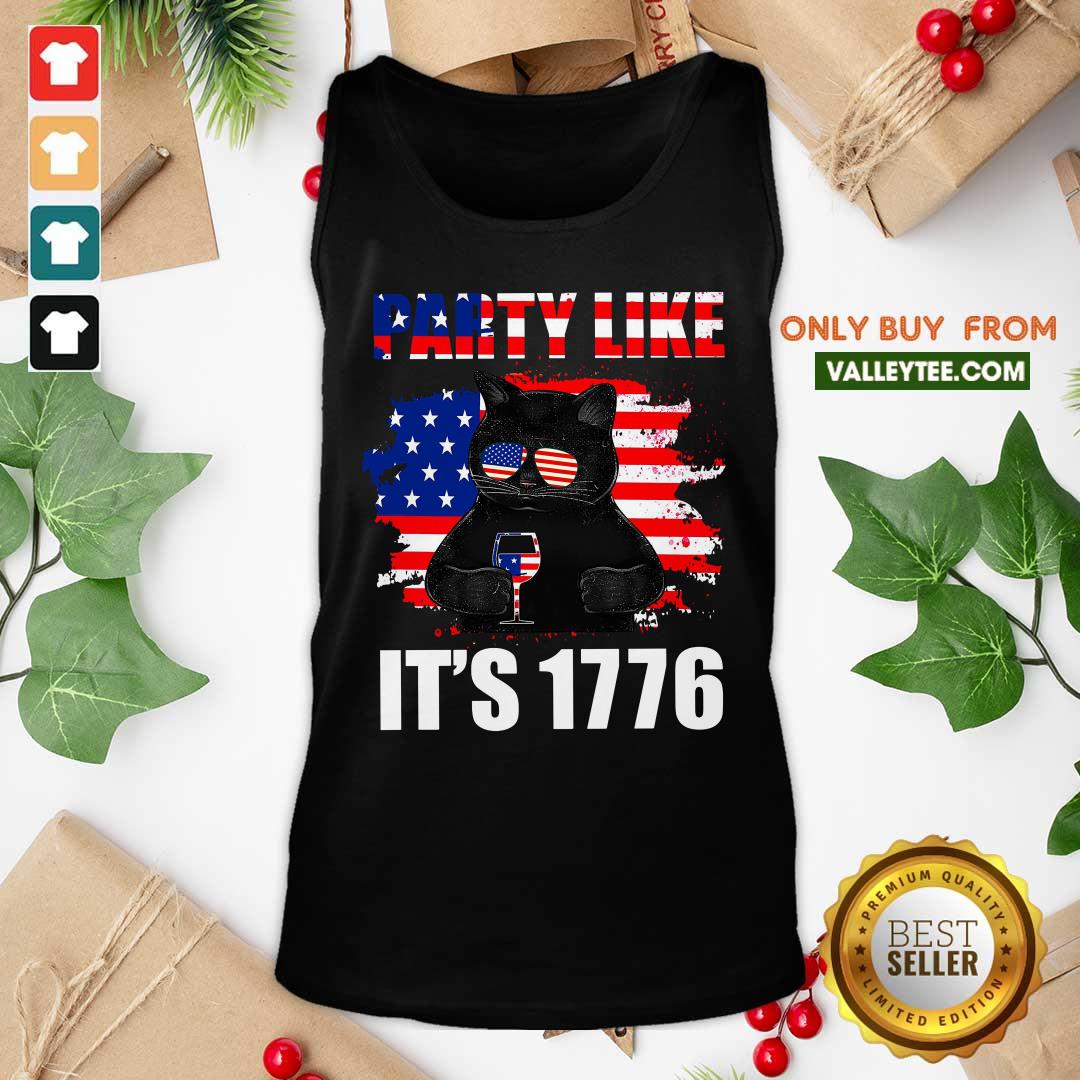 Black Cat Party Like Its 1776 Shirt - Image 4