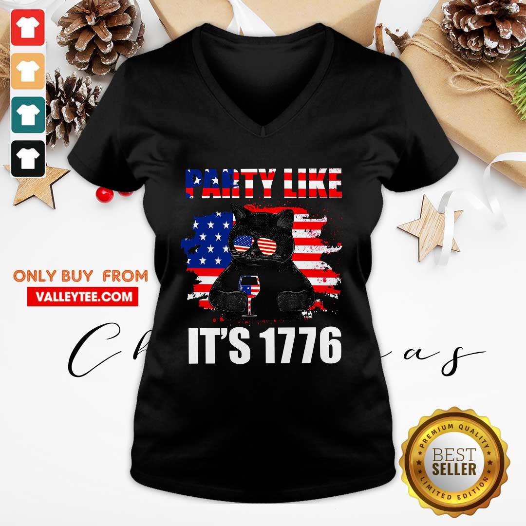 Black Cat Party Like Its 1776 Shirt - Image 3