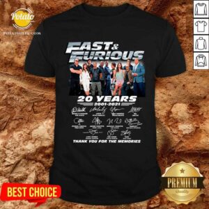 Top Fast And Furious 20 Years 2001-2021 Thank You For The Memories Signatures Shirt