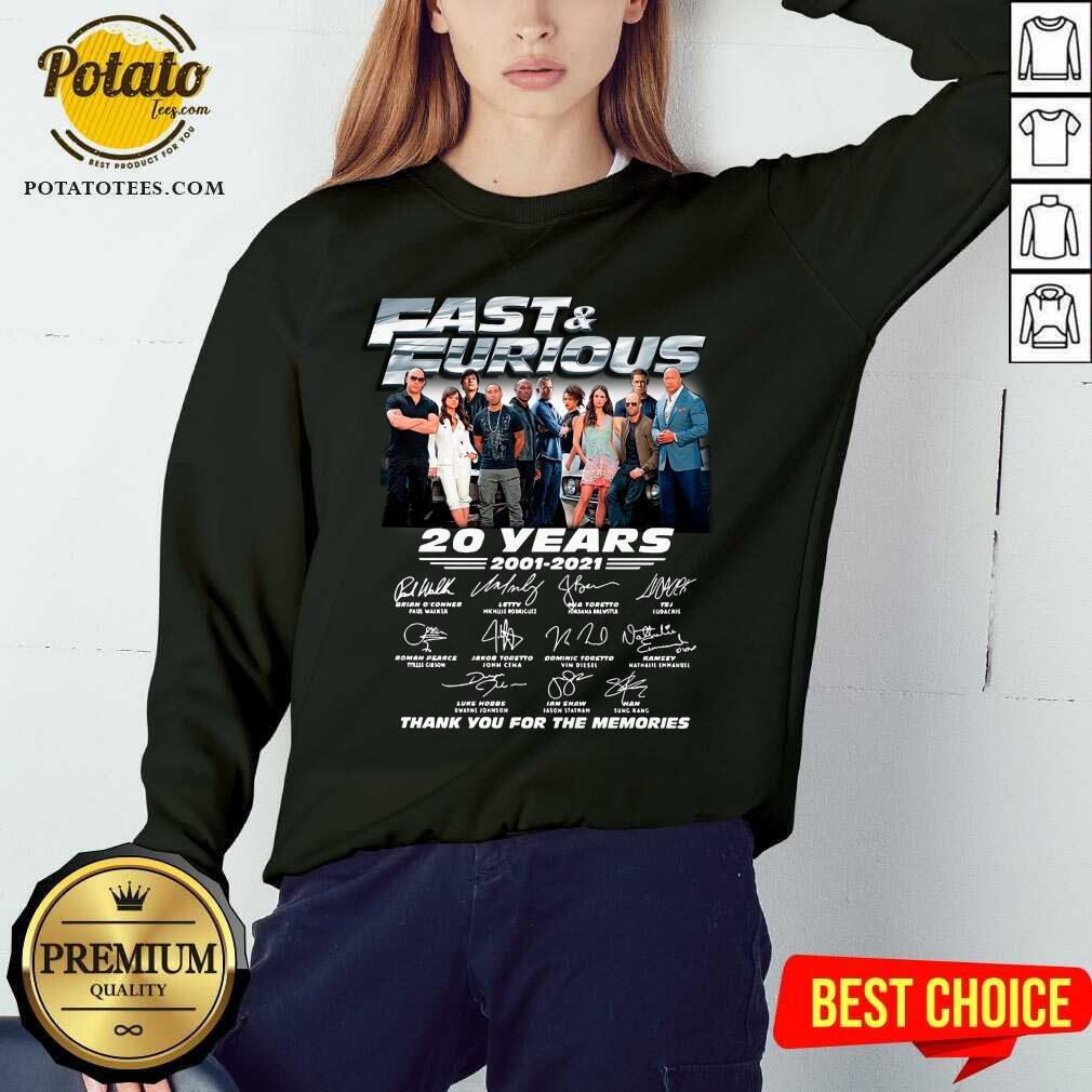 Top Fast And Furious 20 Years 2001-2021 Thank You For The Memories Signatures Shirt - Image 4