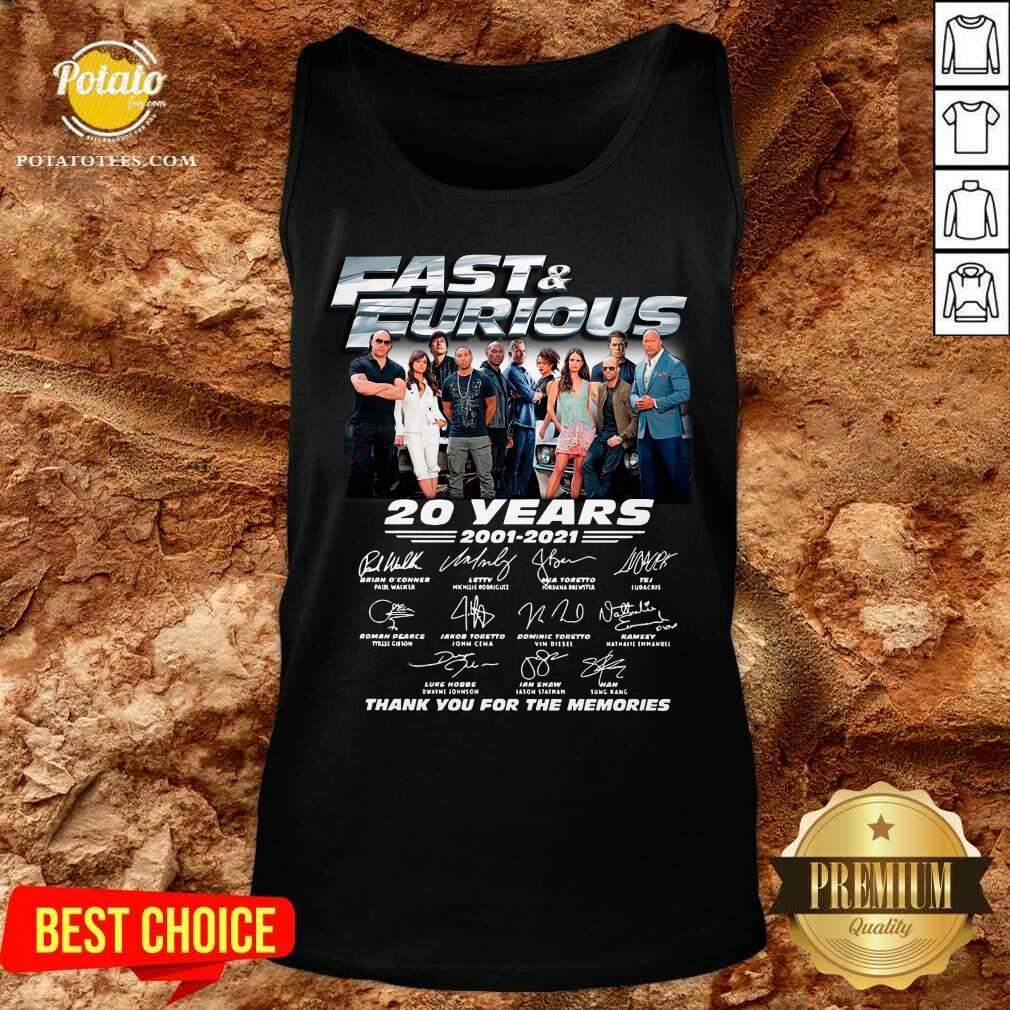 Top Fast And Furious 20 Years 2001-2021 Thank You For The Memories Signatures Shirt - Image 2