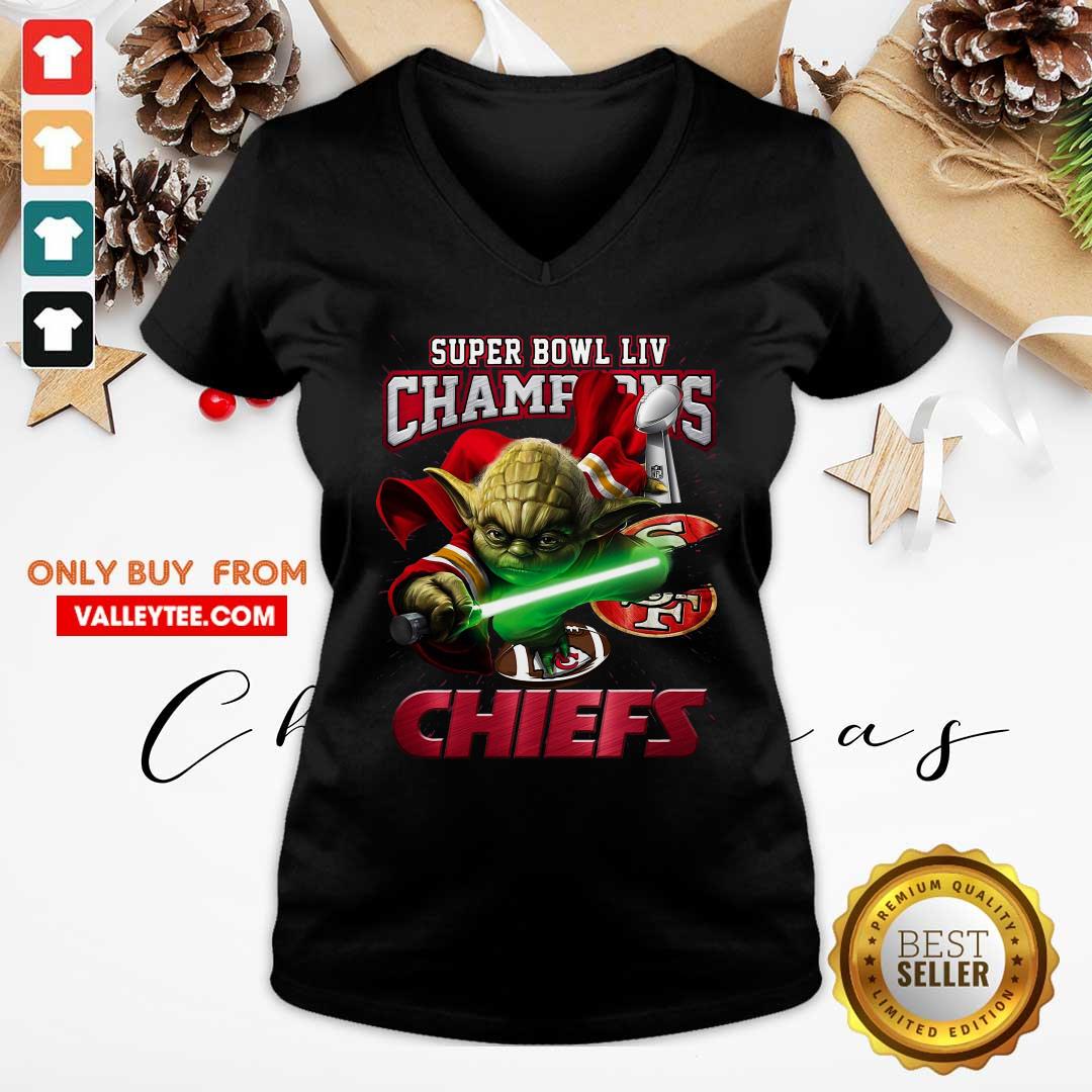 Top Yoda Super Bowl LIV Champions Kansas City Chiefs Shirt - Image 4