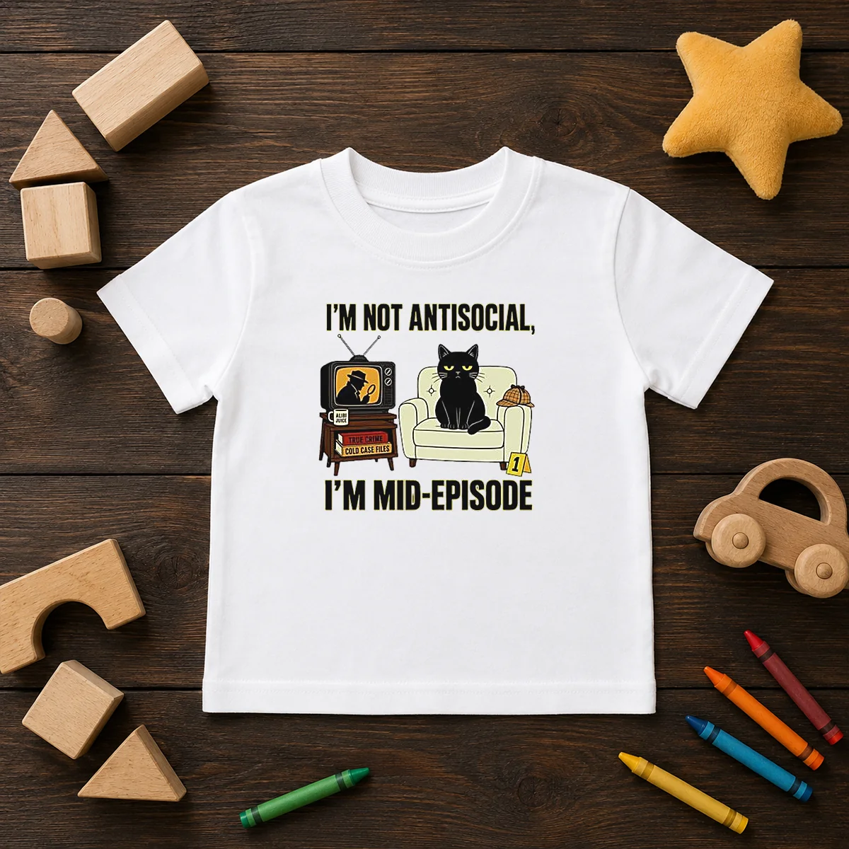 Pretty I Am Not Antisocial I Am Mid Episode Black Cat True Crime Mystery Lover Shirt - Image 9