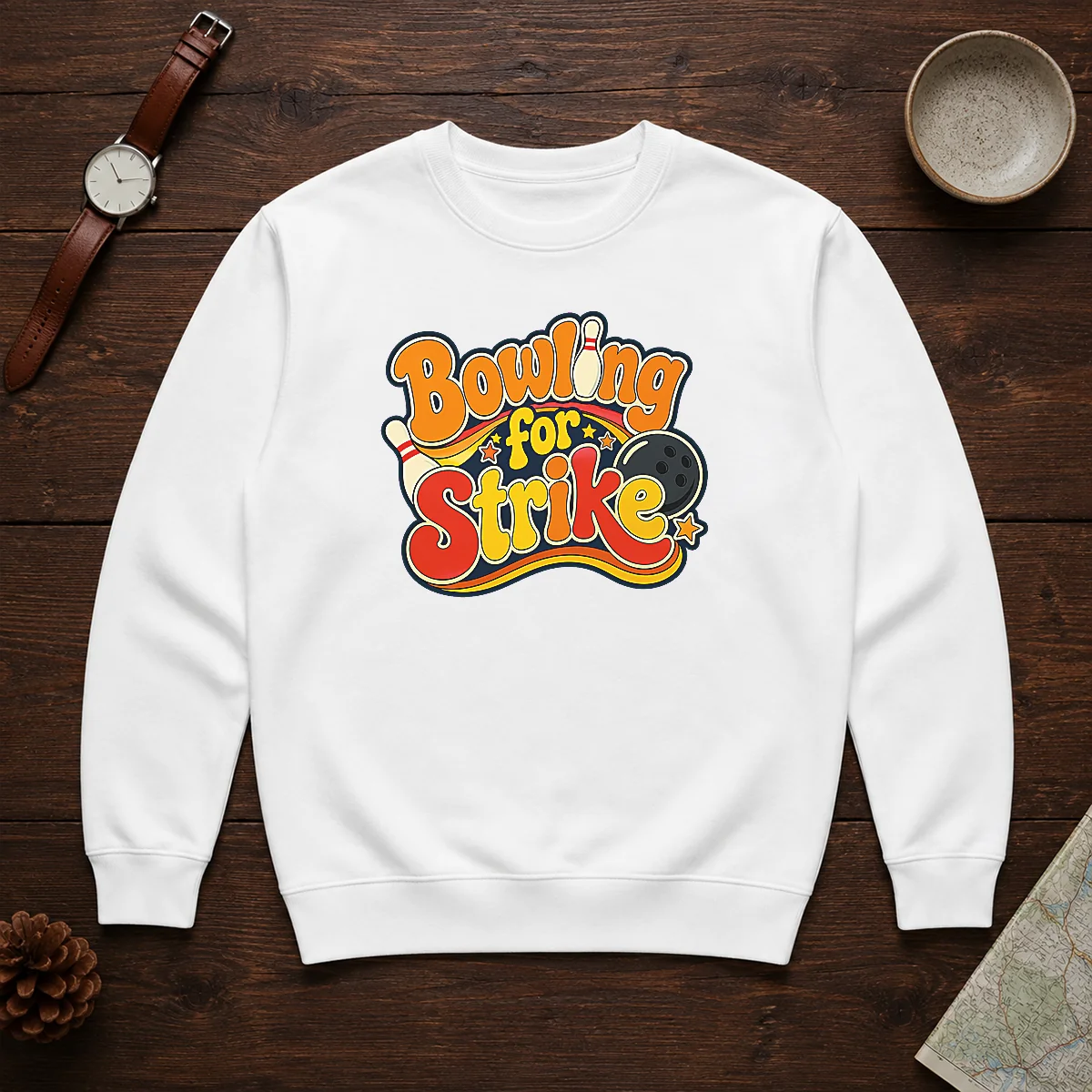Funny Bowling For Strike Groovy Retro Shirt - Image 7