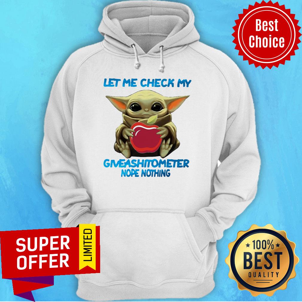 Baby Yoda Hug Applebee’s Let Me Check My Giveashitometer Nope Nothing Shirt - Image 5
