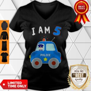 Alternative view of Boys Birthday Shirt 5 Years Police Car Policeman 5th BDay Shirt