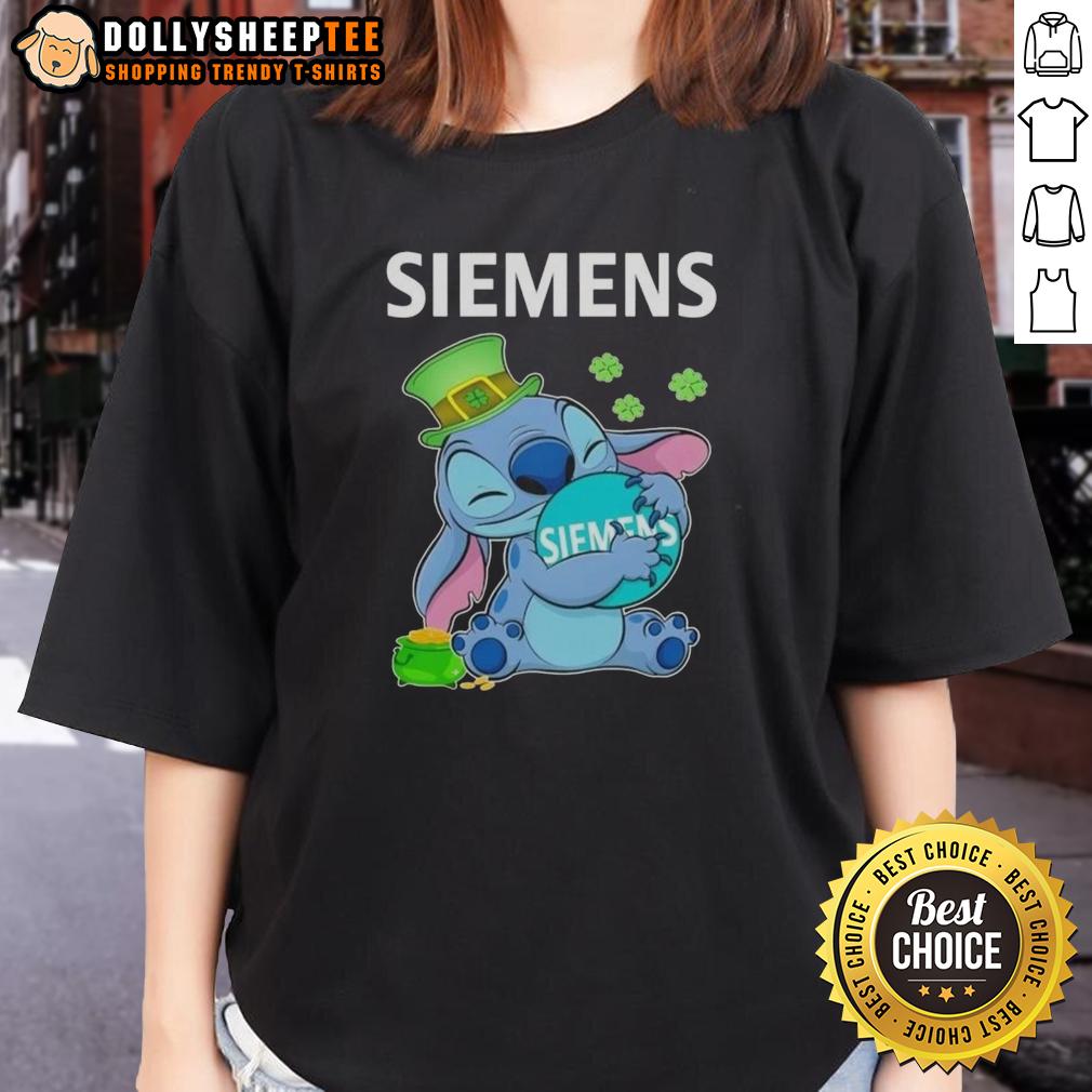 Awesome Stitch Hug Siemens Logo St. Patrick's Day T-Shirt - Image 3
