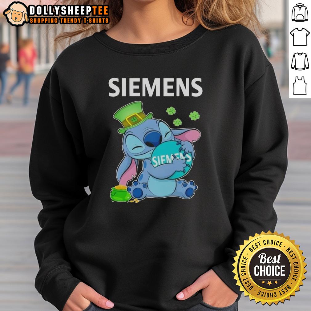 Awesome Stitch Hug Siemens Logo St. Patrick's Day T-Shirt - Image 5