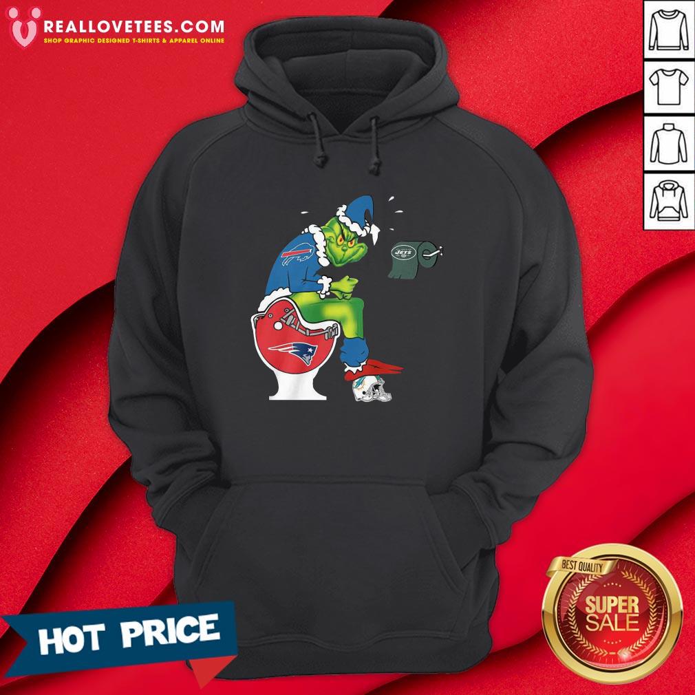 Sweet The Grinch Buffalo Bills Shit On Toilet New England Patriots Christmas Shirt - Image 4