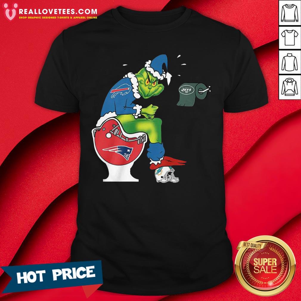 Sweet The Grinch Buffalo Bills Shit On Toilet New England Patriots Christmas Shirt