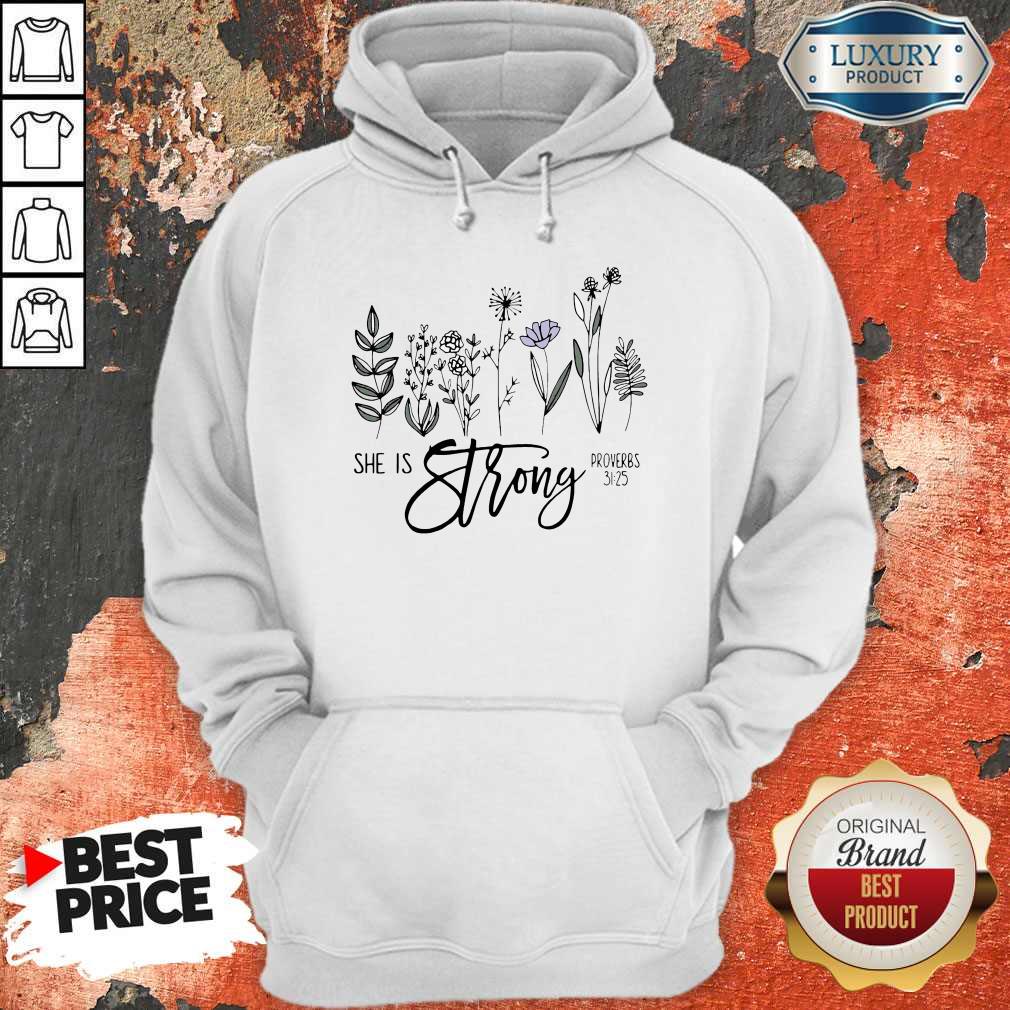 Top She Is Strong Flowers Shirt - Image 5