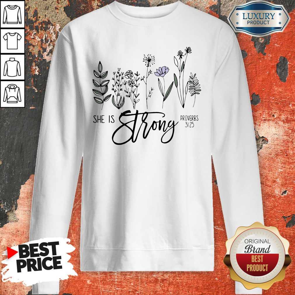 Top She Is Strong Flowers Shirt - Image 4