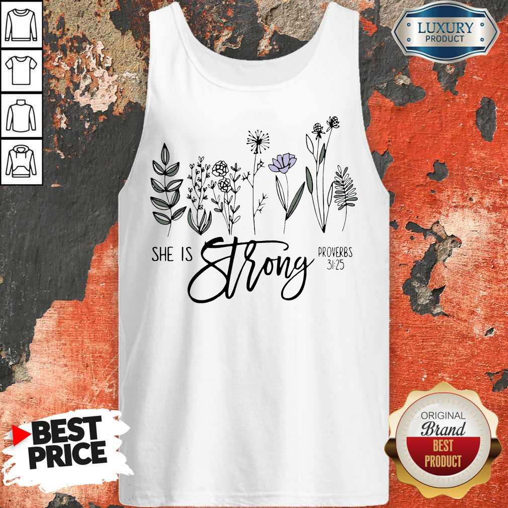 Top She Is Strong Flowers Shirt - Image 3