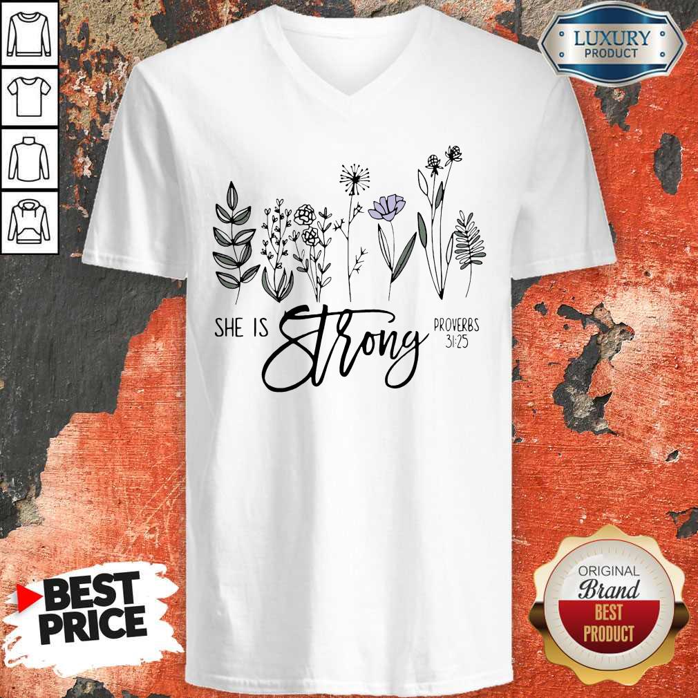 Top She Is Strong Flowers Shirt - Image 2