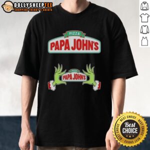 Hot Grinch Hands Love Pizza Papa John's Merry Christmas T-Shirt