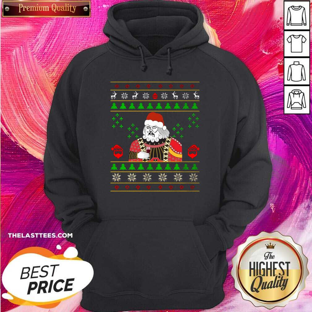 Happy Santa Claus Leonardo Big Fat Jumper Quarantined Christmas 2020 Pandemic Meme Ugly Christmas Shirt - Image 3