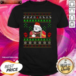Happy Santa Claus Leonardo Big Fat Jumper Quarantined Christmas 2020 Pandemic Meme Ugly Christmas Shirt