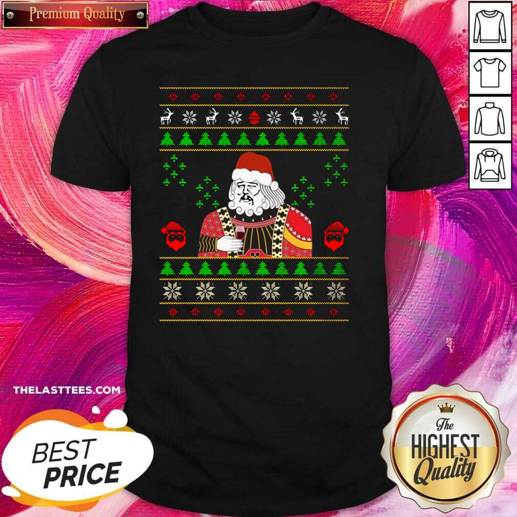 Happy Santa Claus Leonardo Big Fat Jumper Quarantined Christmas 2020 Pandemic Meme Ugly Christmas Shirt