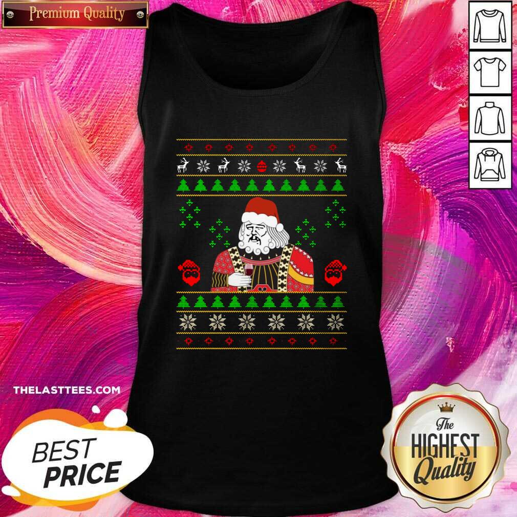Happy Santa Claus Leonardo Big Fat Jumper Quarantined Christmas 2020 Pandemic Meme Ugly Christmas Shirt - Image 5