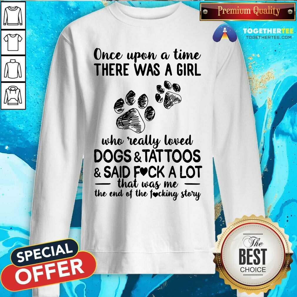 There Was A Girl Loved Dogs And Tattoos Paw Shirt - Image 2