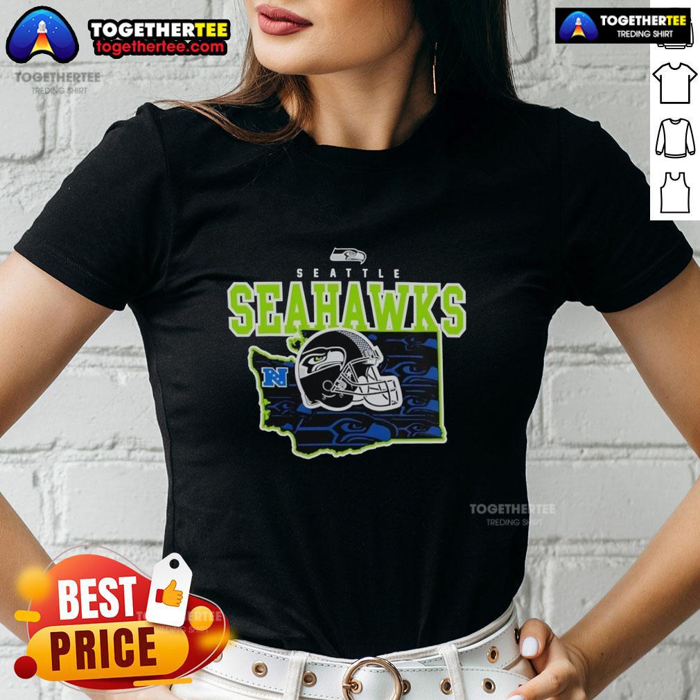 Nice Seattle Seahawks Evergreen State Gameday Helmet And Map T-Shirt - Image 3