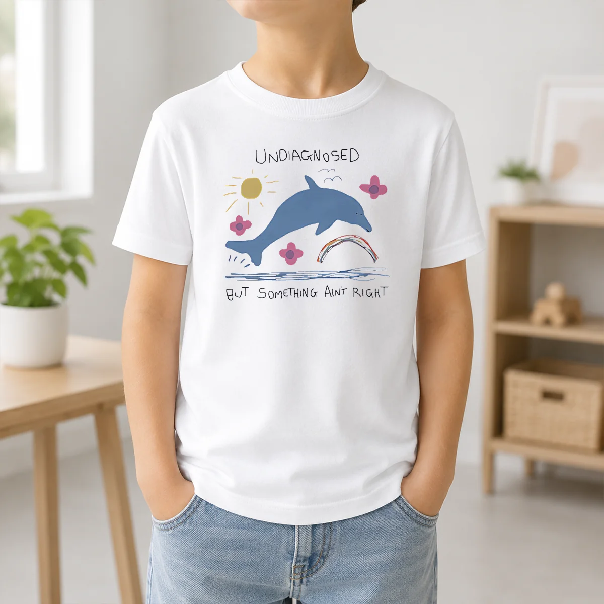 Happy Funny Dolphin Jumping Undiagnosed But Something Ain't Right Shirt - Image 9