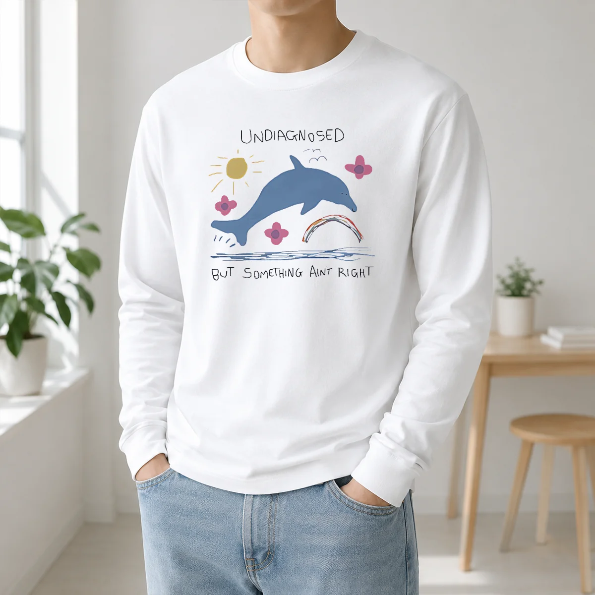 Happy Funny Dolphin Jumping Undiagnosed But Something Ain't Right Shirt - Image 5
