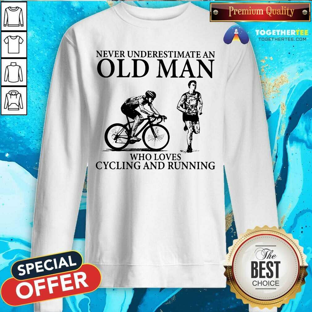 An Old Man Who Loves Cycling And Running Shirt - Image 2