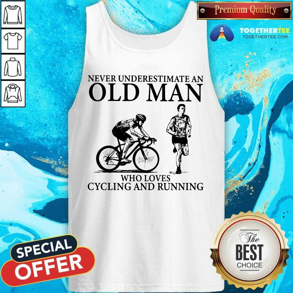 An Old Man Who Loves Cycling And Running Shirt - Image 4