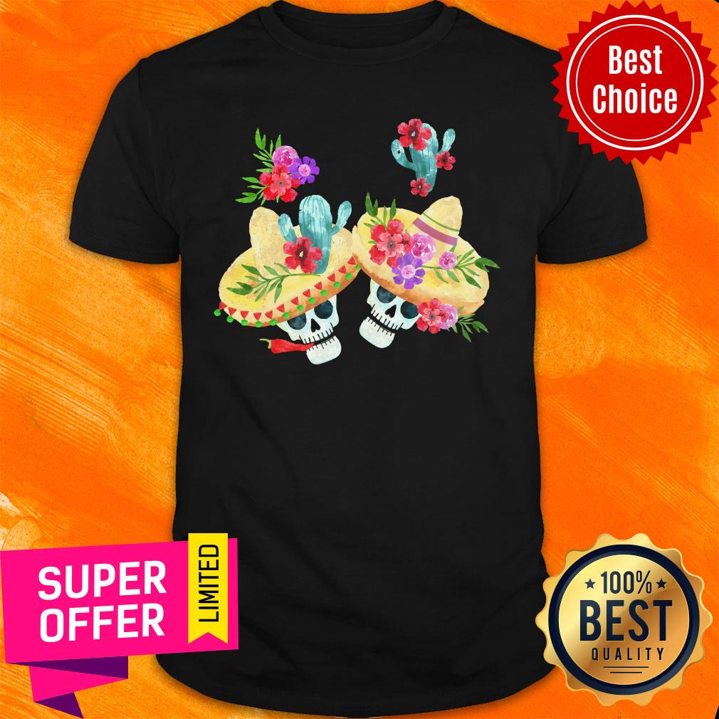 Skull Wear Sombrero Flower Catus Shirt