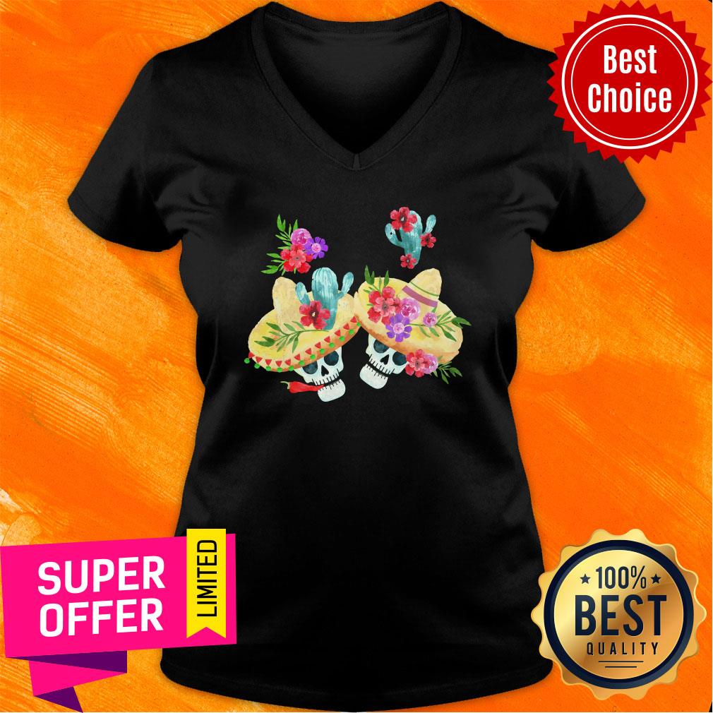 Skull Wear Sombrero Flower Catus Shirt - Image 4