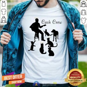 Funny Man Play Guitar And Cat Cash Crew Shirt